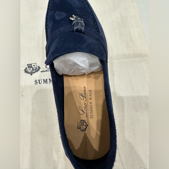 Loro Piana  woman’s Navy Suede Slip-Ons, size 39 - Picture 3 of 7